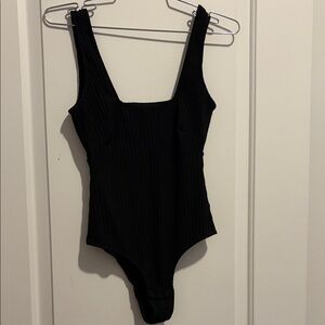 Sexy Black Ribbed women’s French indie brand Yse black body suit